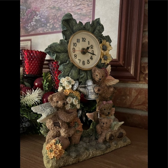 Rare Vintage 1976 Swiss Tea Pot Teddy Bear Cherub Clock‼️FINAL SALE - Picture 2 of 8